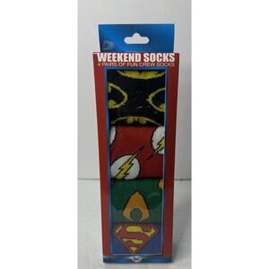 Justice League Crew Weekend Socks 4 pairs Brand New In Box SZ Boys 6-12 NEW